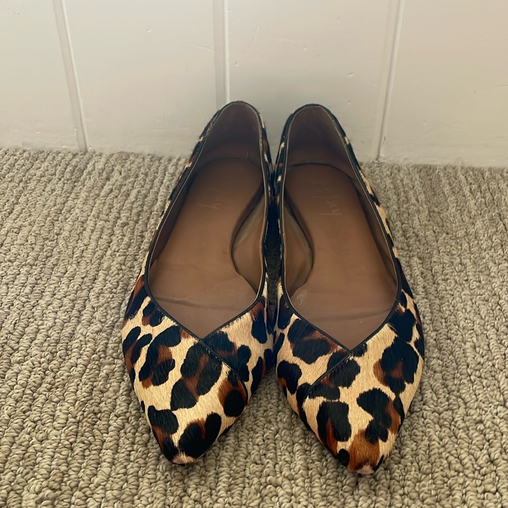 French sole pointed toe leopard flats size 10 - barely worn!